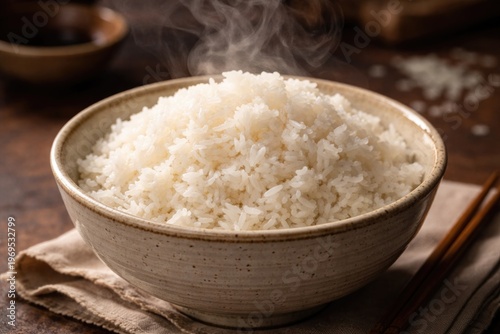 Steaming cooked rice presen...