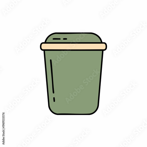 Simple Green Coffee Cup with Lid, Minimalist Design and Style.