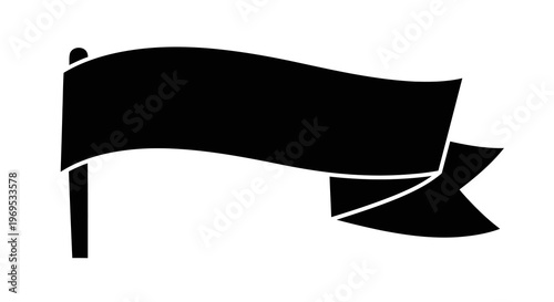A simple black graphic of a high-heeled shoe with a ribbon.