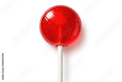 Red round candy lollipop on...