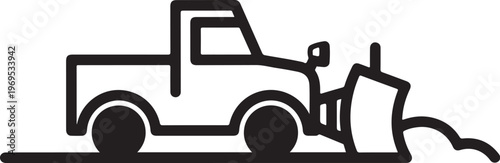Snowplow truck, winter service vehicle, snow removal equipment, line icon