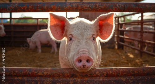 Pig enjoying summer light i...