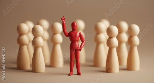 Wooden figures positioned w...