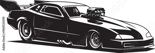 Black muscle car, racing car, vector illustration, speedster, automobile design