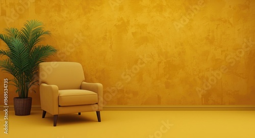 Mustard yellow textured wal...