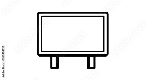 A simple line drawing of a blank billboard on a white background.