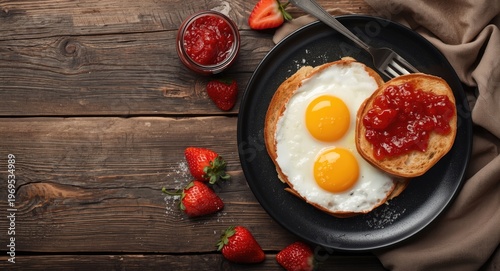 Wooden surface breakfast sc...