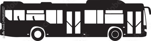 Black bus silhouette, city transport icon, vehicle graphic, transportation symbol
