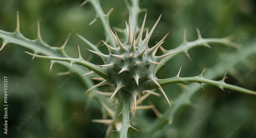 Fototapeta premium High magnification of prickly sow thistle thorny leaves