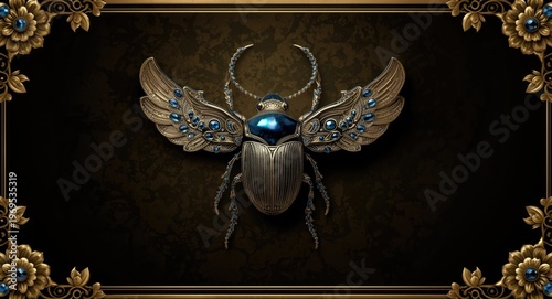 winged scarab beetle decora...