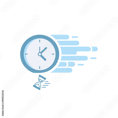 A clock and hourglass symbolize the rapid passage of time