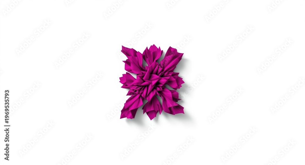 Fototapeta premium Vivid magenta visual art piece with complex shapes displayed on crisp white background