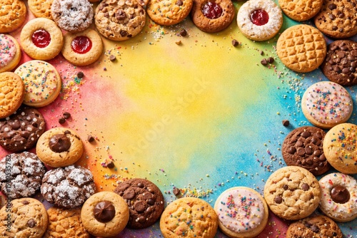 Assorted baked cookies arra...
