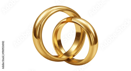 Obraz na plátně Two gold wedding rings connected together.