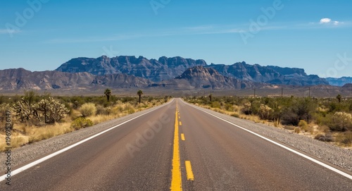 open desert roadway flanked...