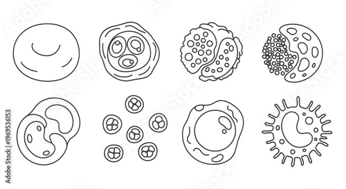Virus cells and bacteria illustrations.