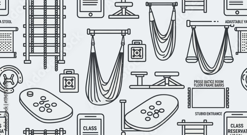 Various household bathroom items illustrated.