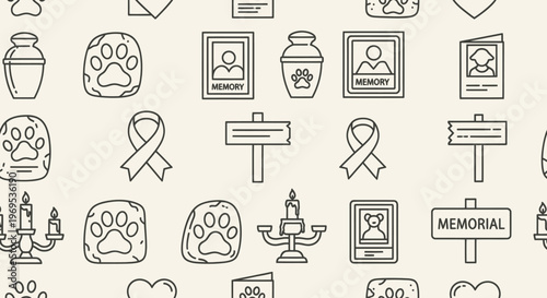 Memorial symbols and funeral icons.