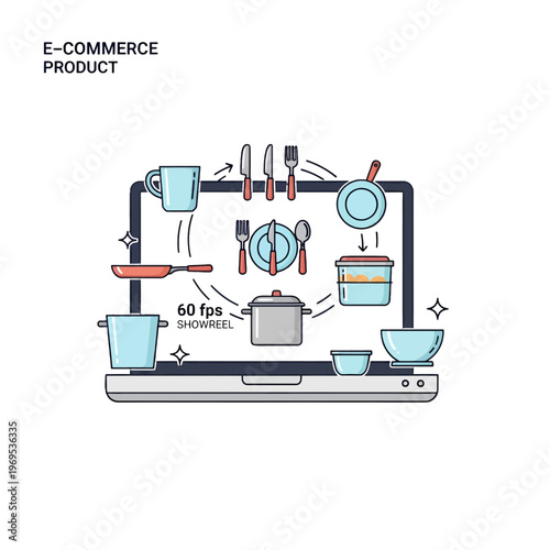 Online shopping for kitchenware and cooking utensils is displayed