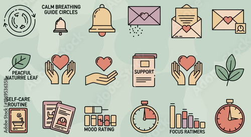 Mental Health Icons and Symbols Collection.