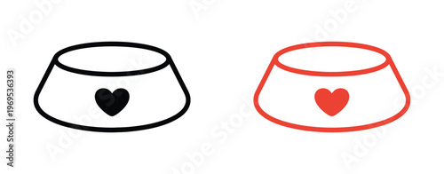 Pet Food Bowl Icons Dog Cat Animal Care Feeding Love Heart Veterinary Nutrition Vector Illustration Design Isolated Background Web Design
