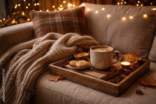 Cozy autumn weekend scene w...