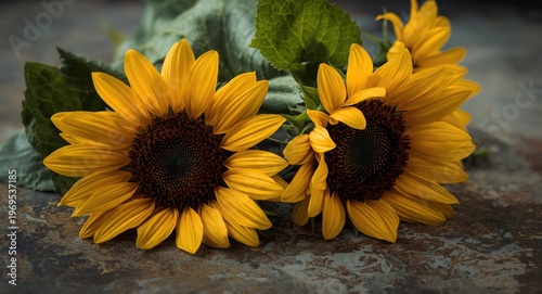 Vintage sunflower blossoms ...