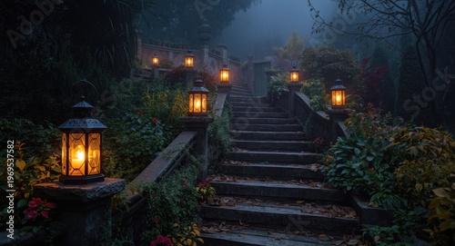 Magical lanterns lighting a...