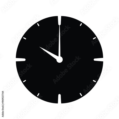 Clock Icon Showing Ten O'Clock Time in Black and White Style