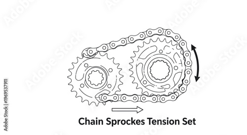 Chain Sprockets Tension Set Mechanism.