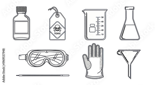 Laboratory equipment and protective gear.