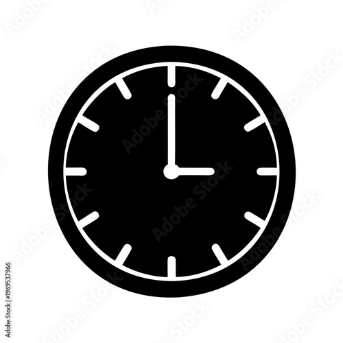 Simple black clock face showing time at 1157 AM or PM