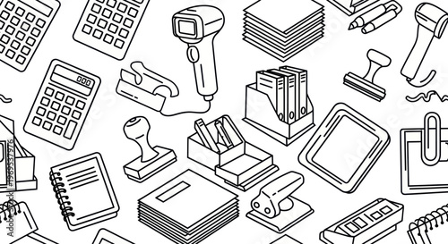 Office supplies and stationery items collection.