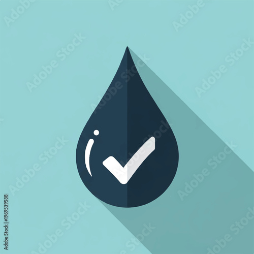 Checkmark in a drop shape symbol.