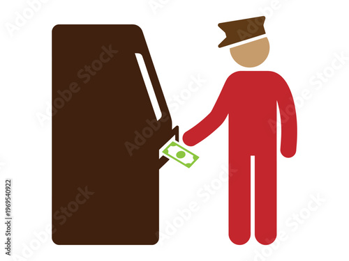 Conductor collecting fare from a passenger on a public transport vehicle