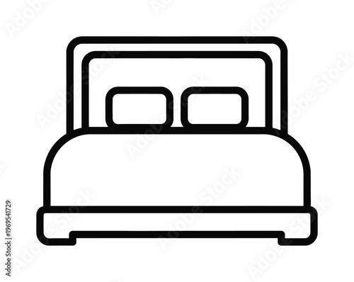 Vector of a neatly made bed with two pillows and a headboard
