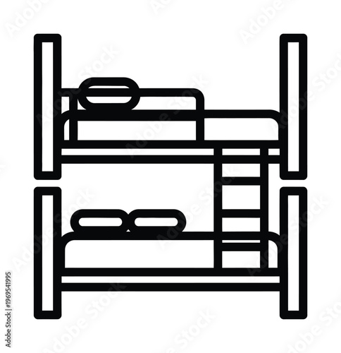Vector of a sturdy bunk bed with a ladder and two neatly made beds