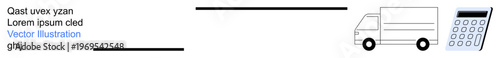 Logistics planning, cost estimation, transportation, delivery services, business analysis, financial planning. A delivery truck next to a calculator. Logistics planning and cost estimation concept