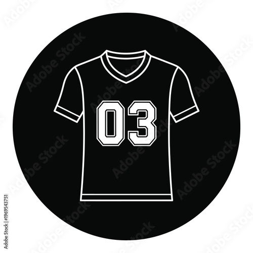 Black tshirt with number on front  simple fashion design icon