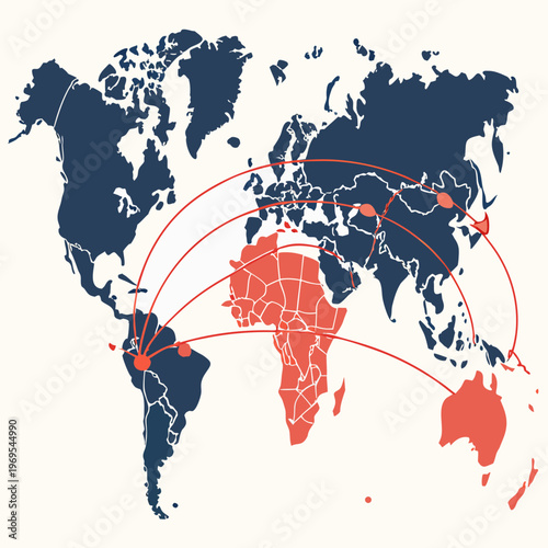 Global Business Network || world map with connections, global business vector