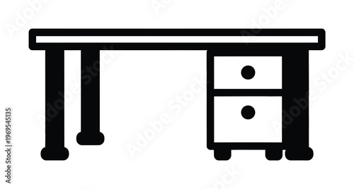 Vector of a simple modern desk with two drawers and four sturdy legs