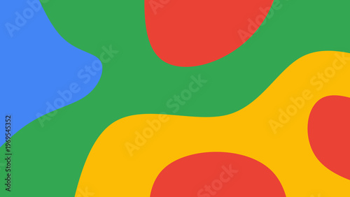 Abstract colorful fluid shapes background. Red blue green and yellow liquid blobs vector illustration. Minimalist multi colored amoeba texture.