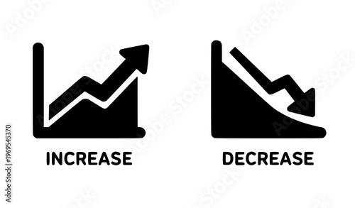 A vector graphic illustration of increase and decrease icons in a modern flat design style