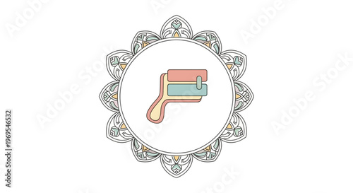 Colorful paint brush with paints.