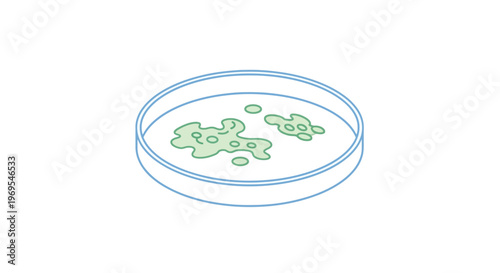 Green cells in a petri dish.