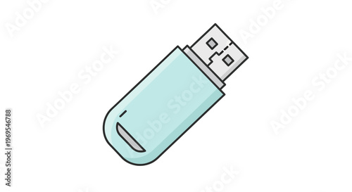 Teal USB Flash Drive Device.