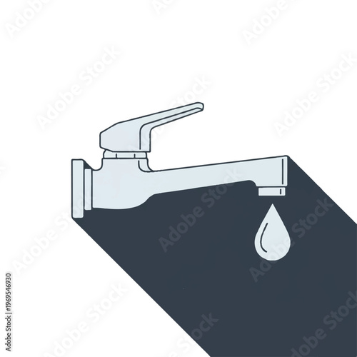 Water Faucet With Single Drop Falling.