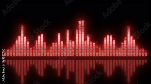 Wallpaper Mural Red glowing digital sound equalizer bars with reflection Torontodigital.ca