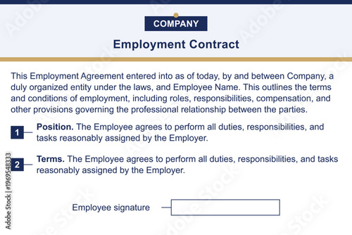 Modern professional employment contract template