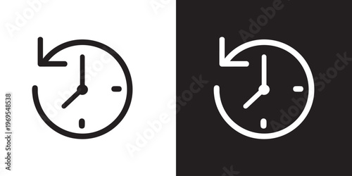 Minimalist Clock with Circular Arrow Icon for Time History